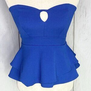 2B Bebe Royal Blue Sweetheart Neck Blouse